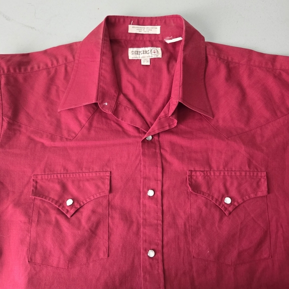 Vintage Sheplers Men's Western Shirt Burgundy Pearl Snap Button Down Size 17-36 - Picture 4 of 6